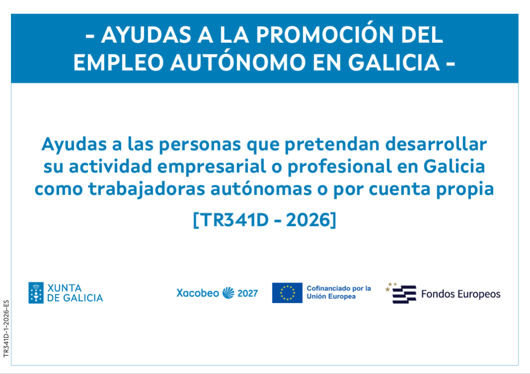 Cartel informativo de las Ayudas a la Promoción del Empleo Autónomo en Galicia TR341D 2026